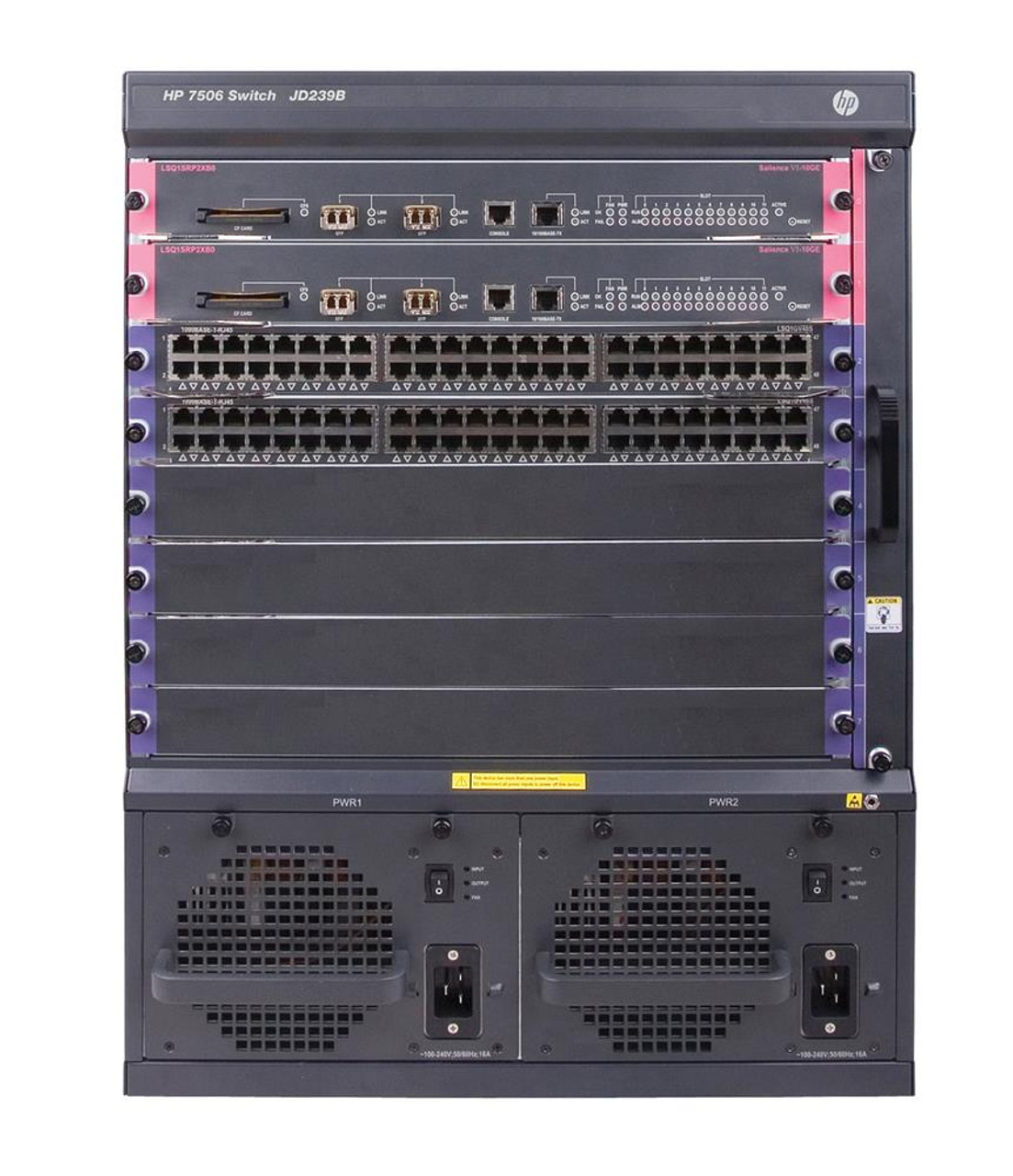 JG508A HP 7506 Switch with 96-Port GIG-T PoE+ Module and 384Gbps MPU with 2 XFP Ports (Refurbished)