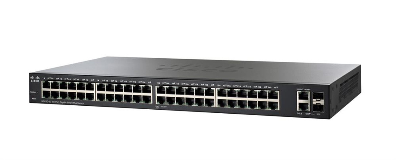 SG220-50-K9 Cisco 48x 10/100/1000 ports Gigabit Smart Switch with 2x Gigabit RJ45/SFP Combo Ports (Refurbished)