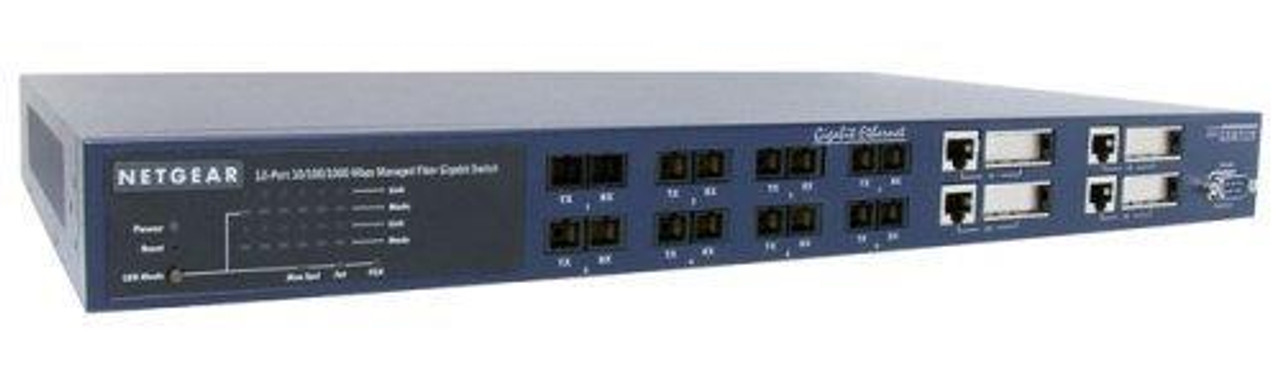 GSM712FNAB NetGear 12-Port (8x 1000Base-SX and 4x 10/100/1000Mbps GBIC Ports) Managed Fiber Gigabit Switch (Refurbished)