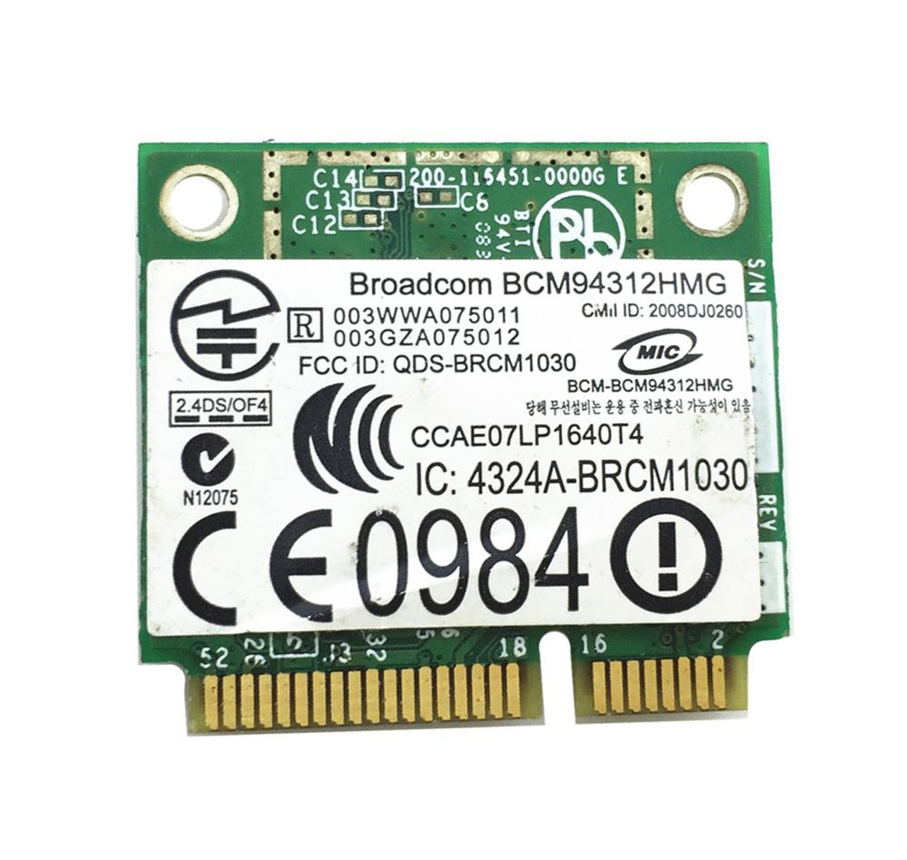 BCM94312HMG HP Broadcom 4312 54Mbps 2.4GHz IEEE 802.11a/b/g Mini PCI Express WLAN Wireless Network Card