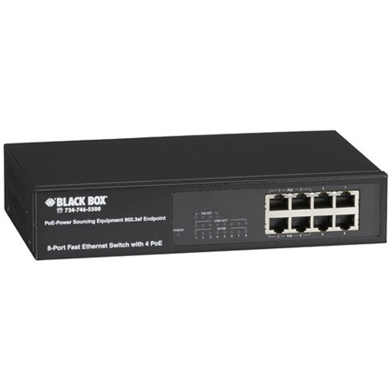 LPB208A Black Box 8-Ports Unmanaged 10/100 Fast Ethernet Switch with 4 PoE Ports (Refurbished)