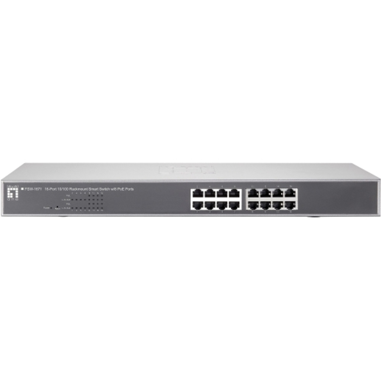 FSW-1671 LevelOne Web Smart 16-Port 10/100 w/8 PoE Ports 19 Rack Mountable Switch 16 x Fast Ethernet Network Manageable 2 Layer Supported (Refurbished)