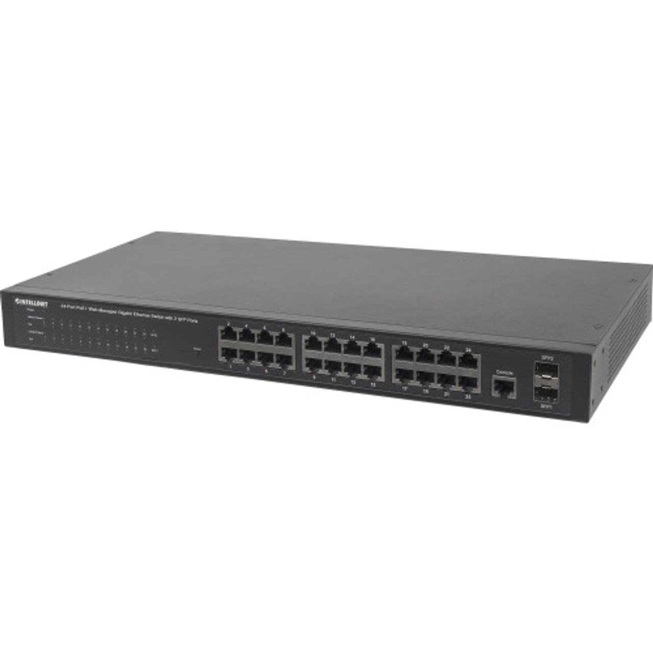 560559 Intellinet Network 24-Ports Gigabit Ethernet PoE+ Web-Managed Switch with 2x SFP Ports (Refurbished)