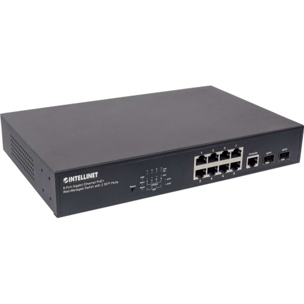 561051 Intellinet Network 8-Ports Gigabit Ethernet PoE+ Web-Managed Switch with 2x SFP Ports (Refurbished)