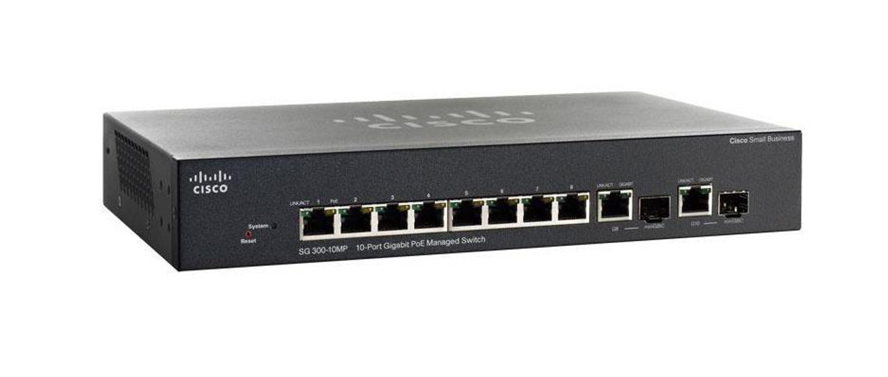 SG300-10PP-K9-AU Cisco SG300-10PP 10-Ports Gigabit PoE+ Managed Switch  (Refurbished)