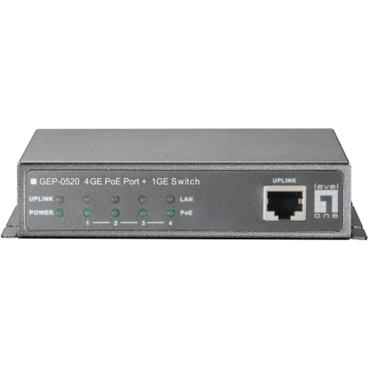 GEP-0520 LevelOne 4-Port Gigabit PoE + 1-Port Gigabit Desktop Switch 5 x Gigabit Ethernet Network 2 Layer Supported Desktop, Rack-mountable (Refurbished)