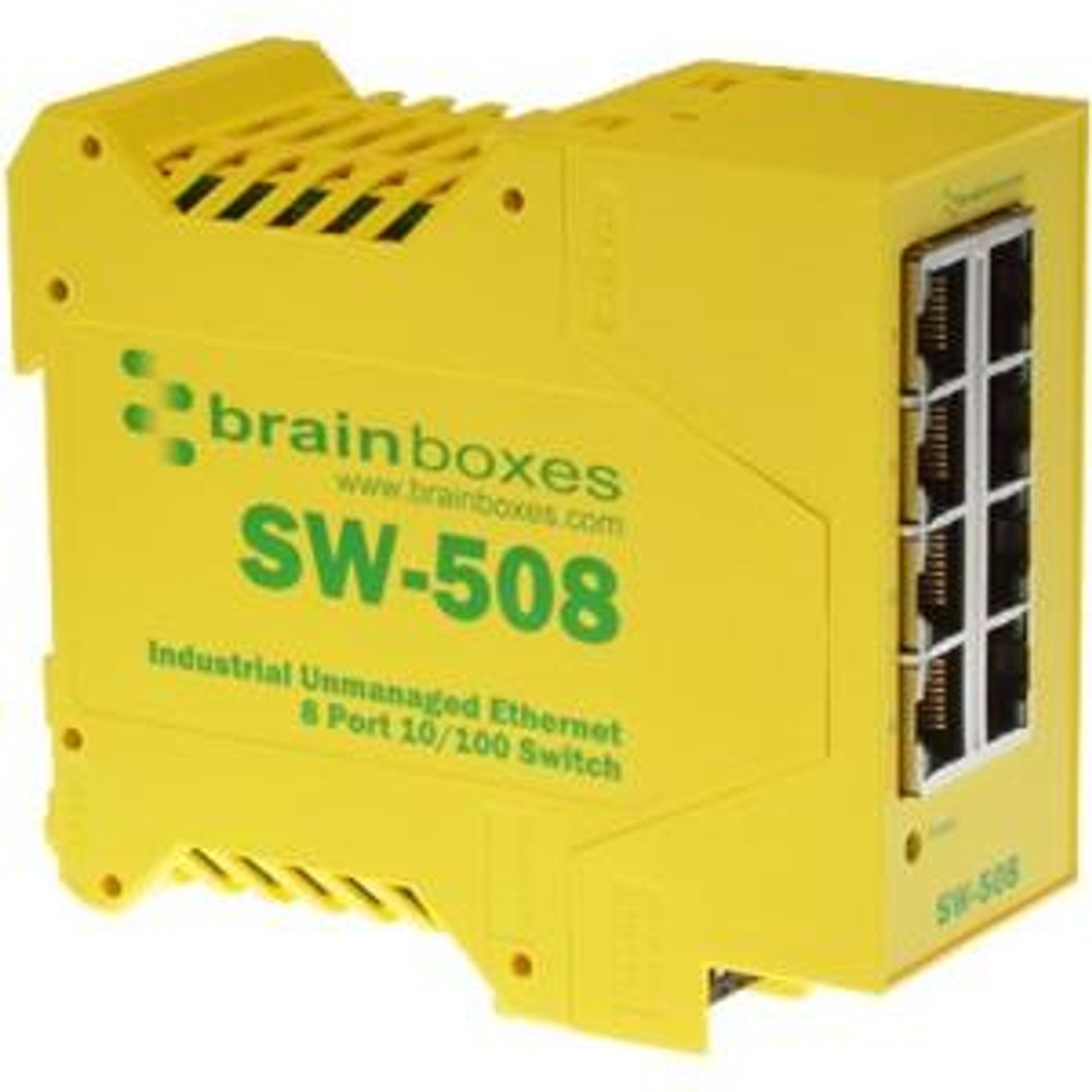 SW-508 Brainboxes Industrial Unmanaged Ethernet Switch 8 Ports 8 Network Twisted Pair 2 Layer Supported Rail-mountable  (Refurbished)