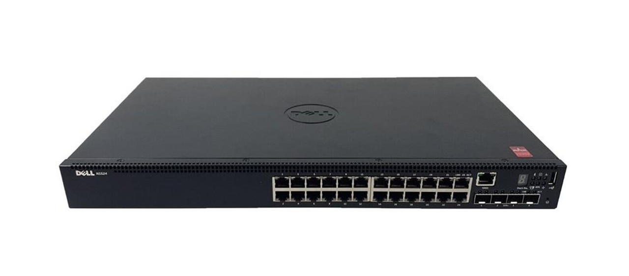 210-AEVX Dell-IMSourcing N1524 Ethernet Switch 24 Network, 4 Expansion Slot Manageable Twisted Pair, Optical Fiber 3 Layer Supported 1U High Rack-mountable