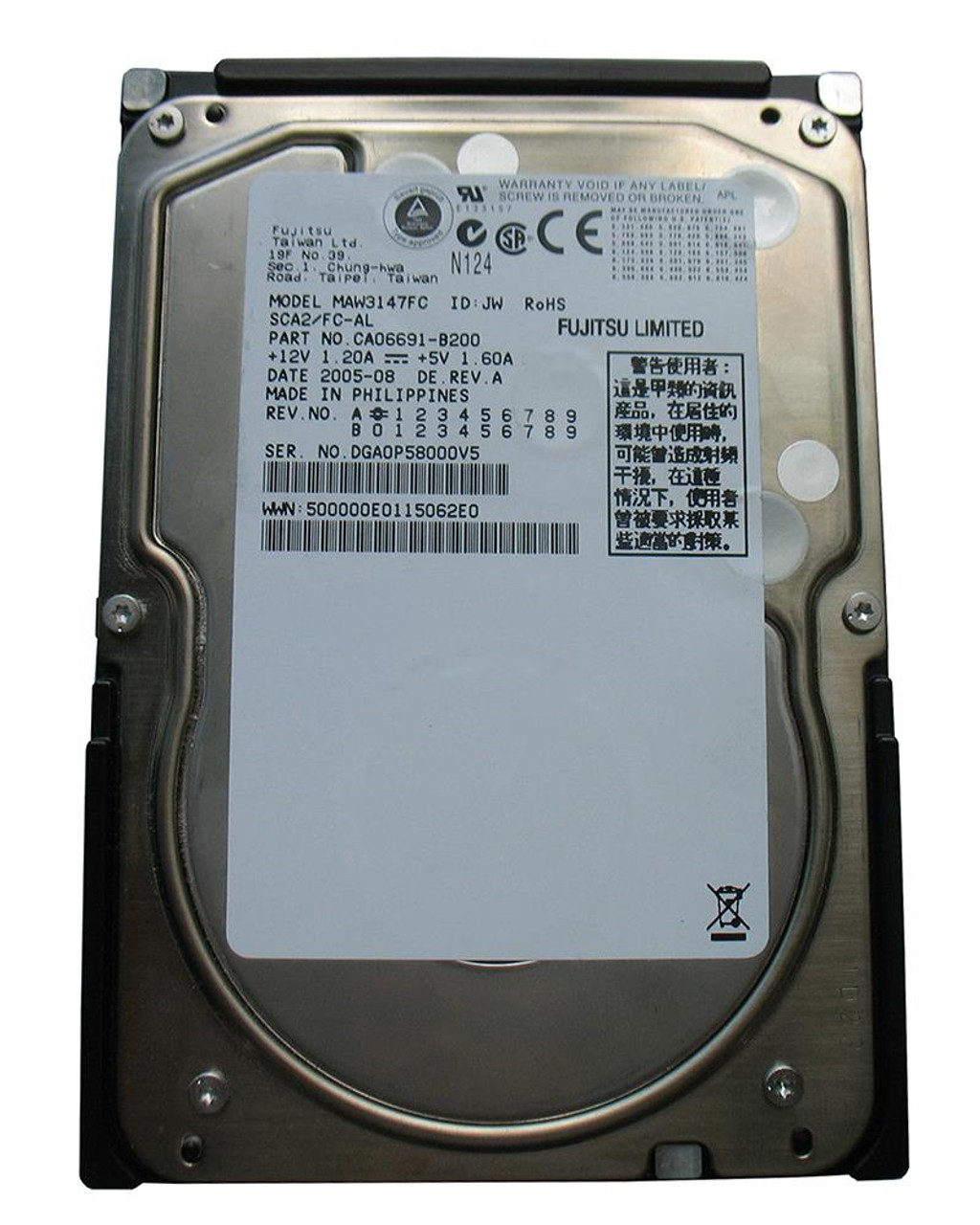 CA06691-B200 Fujitsu Enterprise 147GB 10000RPM Fibre Channel 2Gbps 8MB  Cache 3.5-inch Internal Hard Drive