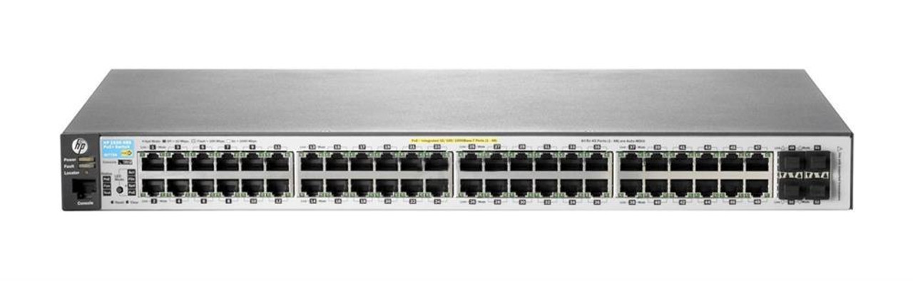 J9772AFS HP Procurve 2530-48G 48-Ports RJ-45 10/100/1000-T PoE+ Manageable Layer 2 Rack-mountable 1U with Gigabit Ethernet SFP Switch (Refurbished)