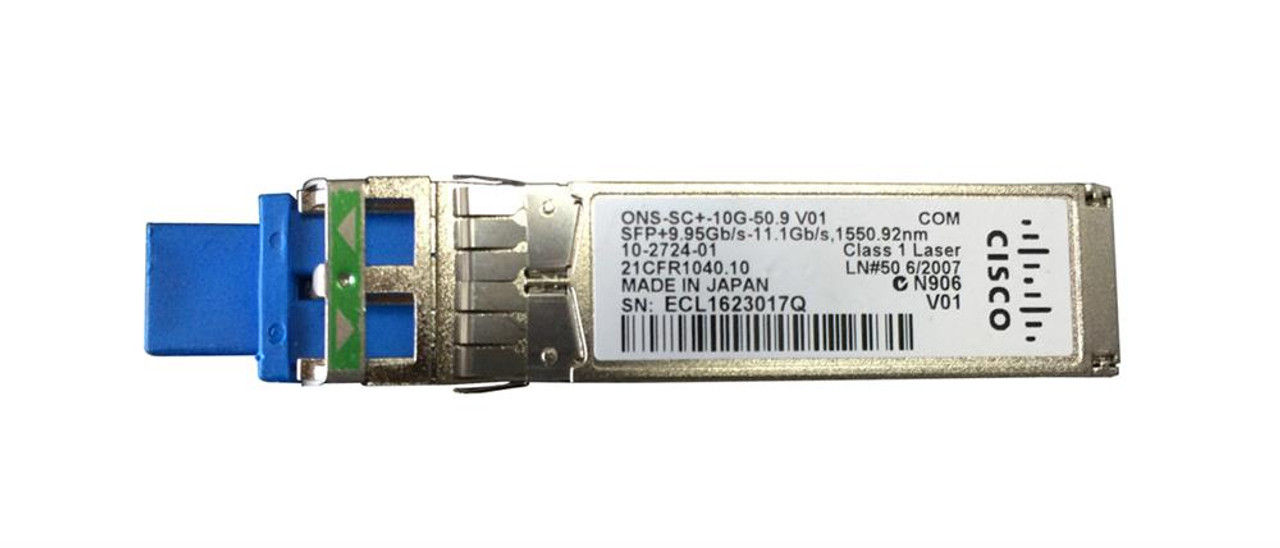 ONS-SC+-10G-50.9 Cisco 10Gbps 10GBase-DWDM Single-Mode Fiber 40km 1550.92nm LC Connector SFP+ Transceiver Module