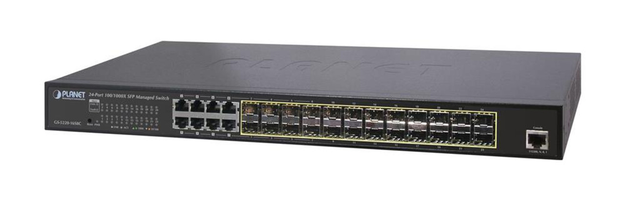 GS-5220-16S8CR Planet L2+ 24-Port 100/1000X SFP + 8-Port Shared TP Managed Switch - 8 Ports - Manageable - Gigabit Ethernet - 10/100/1000Base-T, 1000Base-X - 4