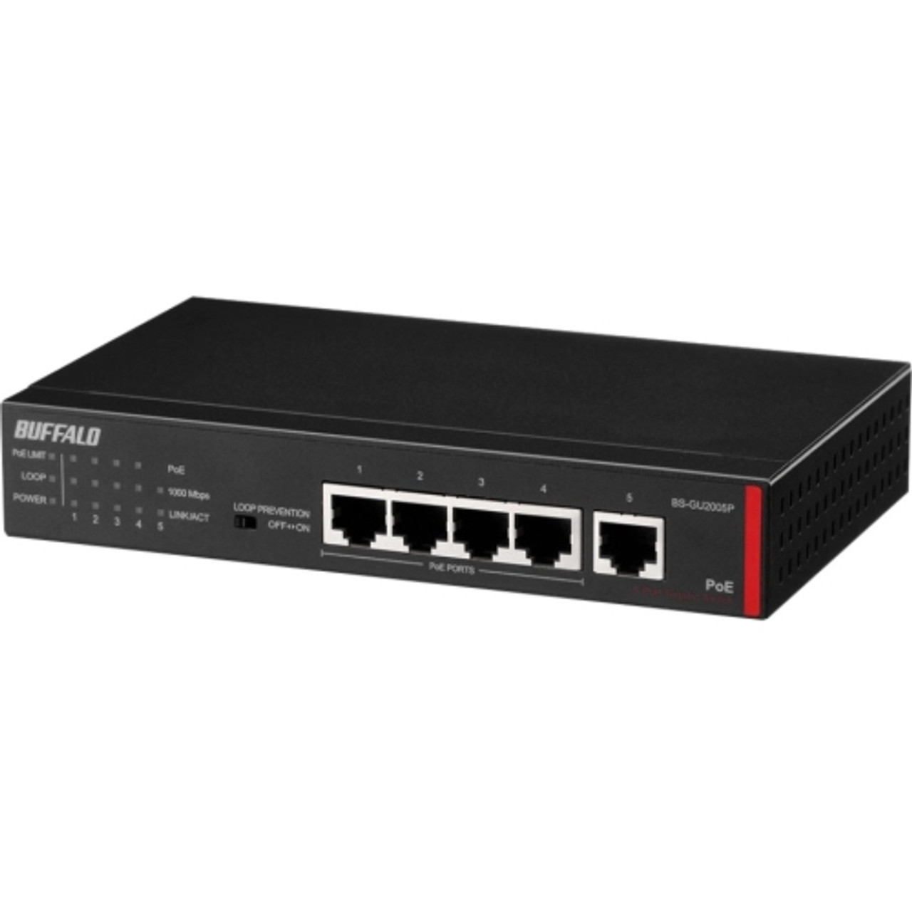 BS-GU2005P Buffalo 5-Ports Desktop Gigabit Green Ethernet High Power PoE Switch (Refurbished)