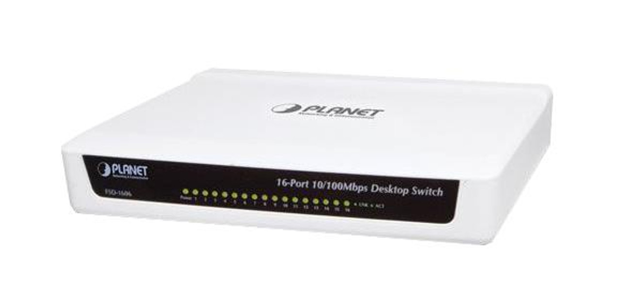 FSD-1606 Planet 16-Port 10/100Mbps Desktop Fast Ethernet Switch - 16 Ports - Fast Ethernet - 10/100Base-TX - 2 Layer Supported - Twisted Pair - 