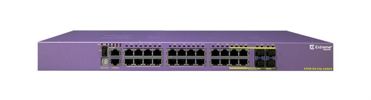 16533T Extreme Networks ExtremeSwitching X440-G2-24p-10GE4 Ethernet Switch - 24 Ports - Manageable - TAA Compliant - 3 Layer Supported - Modular - 8 SFP