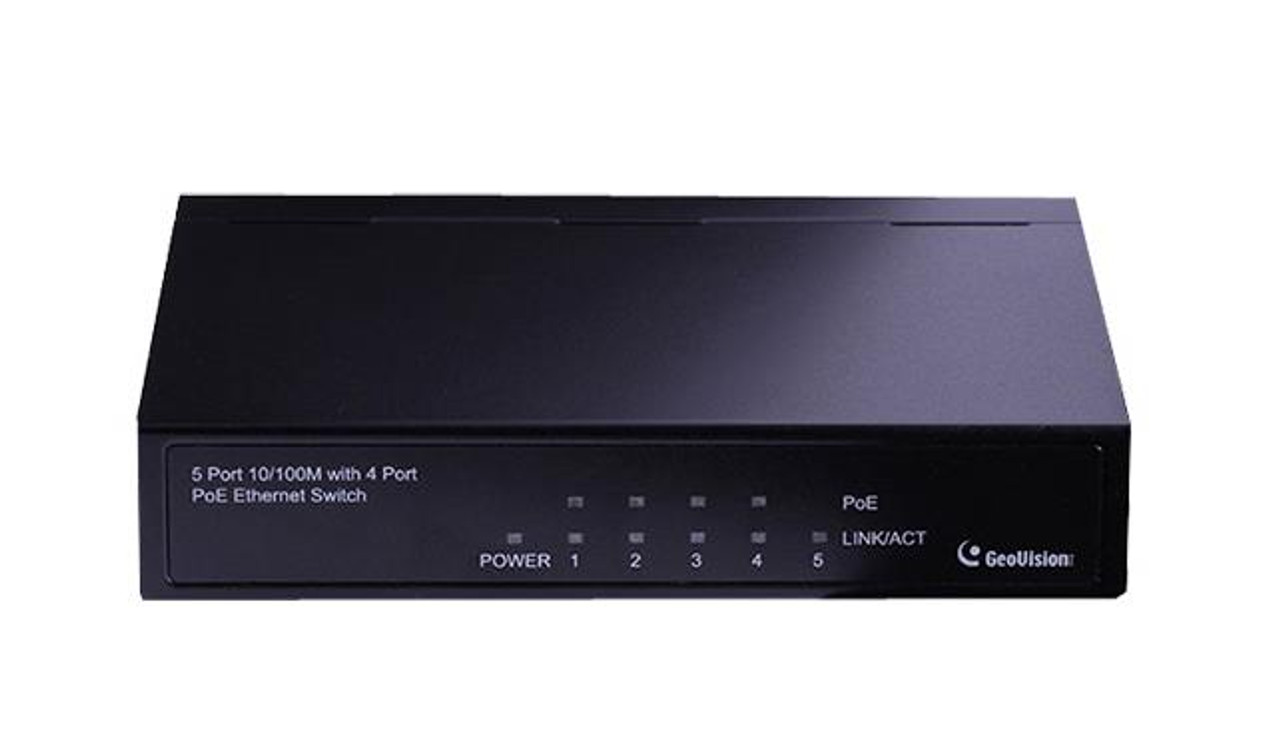 GV-POE0400 V2 GeoVision 4-Port 802.3at PoE Switch - 5 Ports - 2 Layer Supported - Twisted Pair -  (Refurbished) GV-POE0400