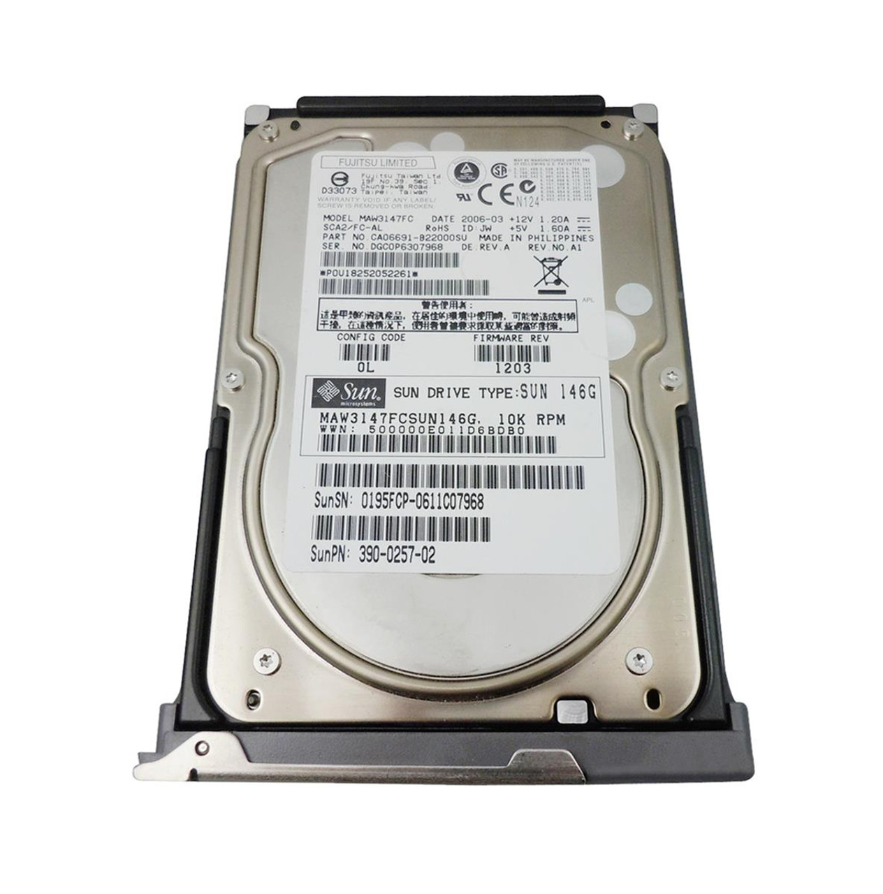 MAW3147FCSUN146G Sun 146GB 10000RPM Fibre Channel 2Gbps 8MB Cache 3.5-inch Internal Hard Drive for StorageTek