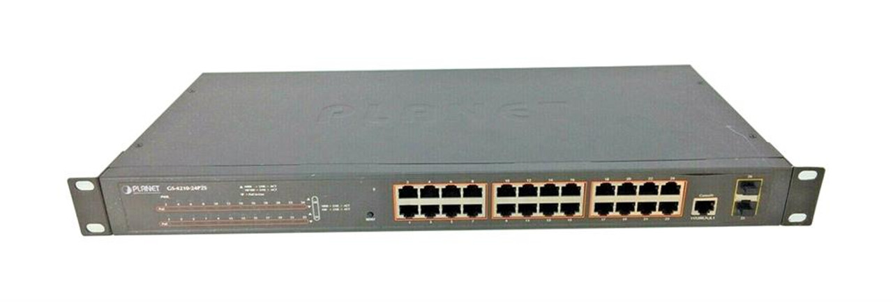 GS-4210-24P2S Planet 24-Port 10/100/1000T 802.3at PoE + 2-Port 100/1000X SFP Managed Switch - 24 Ports - Manageable - Gigabit Ethernet - 10/100/1000Base-T,