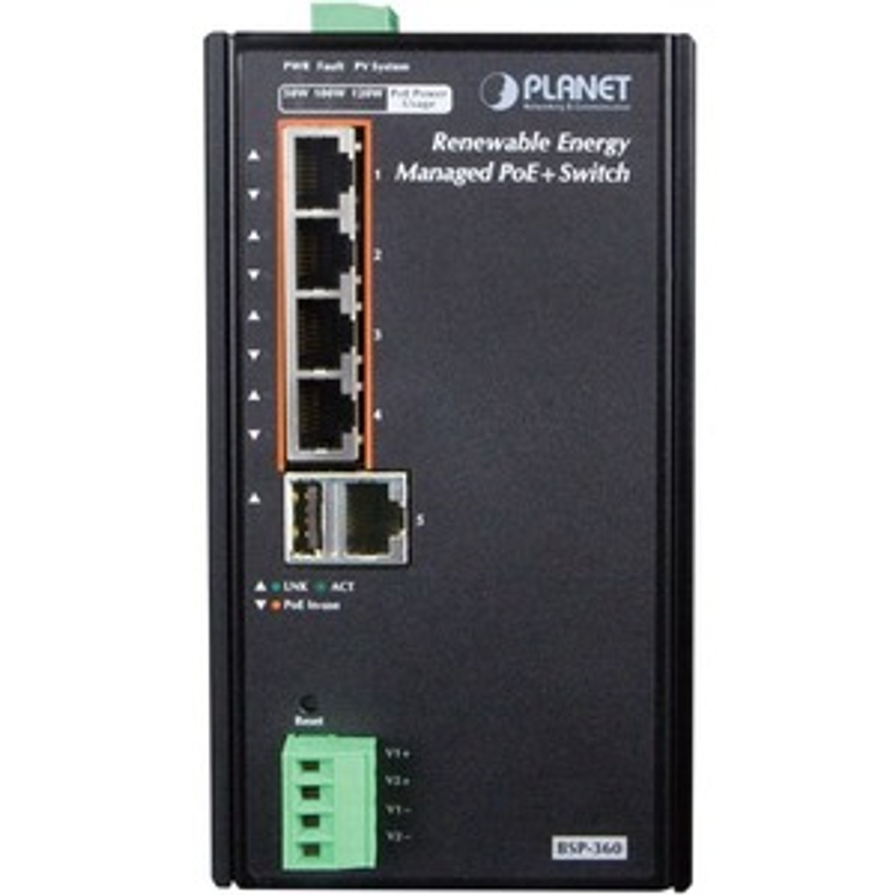 BSP-360 Planet BSP-360 Ethernet Switch - 4 Ports - Manageable - 3 Layer Supported - Power Supply - Twisted Pair - Rail-mountable, Wall  (Refurbished)