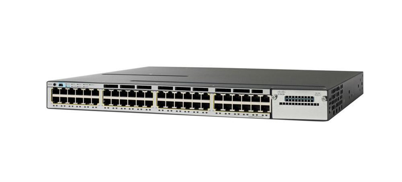 WS-C3850-48U-S-WS Cisco Catalyst 3850 48-Ports 10/100/1000Base-T RJ-45 UPoE Manageable Layer2 Rack-mountable 1U and Desktop Stackable Switch (Refurbished)