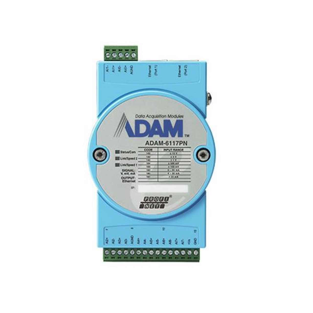 ADAM-6117PN-AE Advantech 8-Channel Isolated Analog Input PROFINET Module 2 x Network (RJ-45) Fast Ethernet