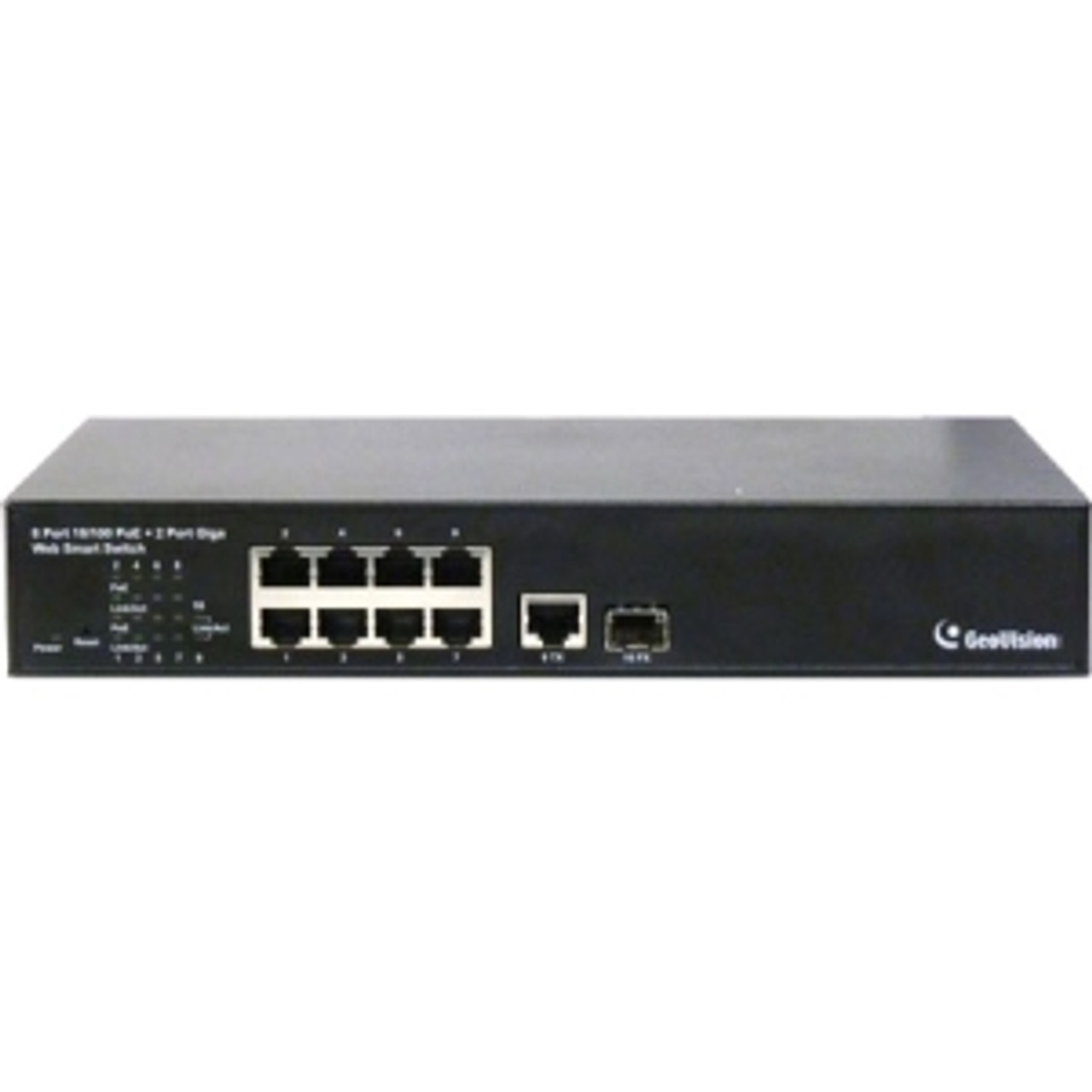 GV-POE0801 GeoVision 8-Port 802.3at Web Management PoE Switch Manageable 2 Layer Supported Desktop, Rack-mountable, Under Table (Refurbished)