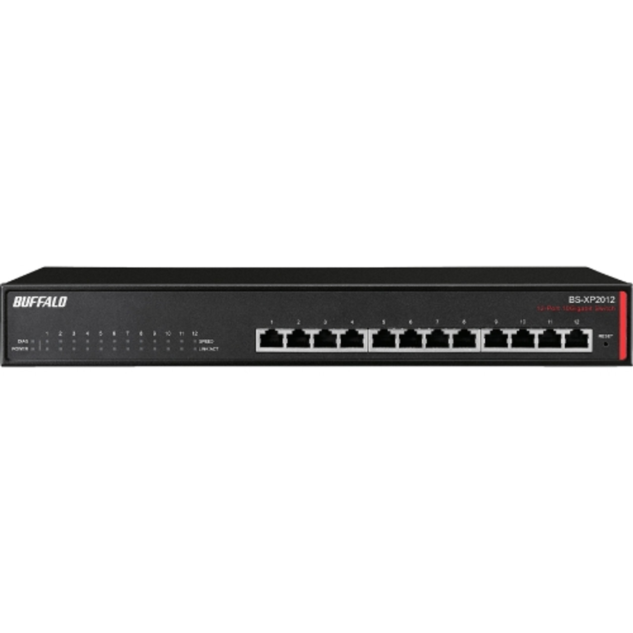 BS-XP2012 Buffalo 12-Port 10 Gigabit Switch 12 Network Manageable Twisted Pair 2 Layer Supported Rack-mountable, Desktop, Wall Mountable (Refurbished)