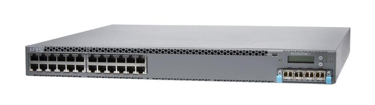 EX4300-24P-S Juniper Layer 3 Switch 24 Ports Manageable 1 x Expansion Slots 10/100/1000Base-T 3 Layer Supported 1U High Rack-mountable, Desktop 1 Year