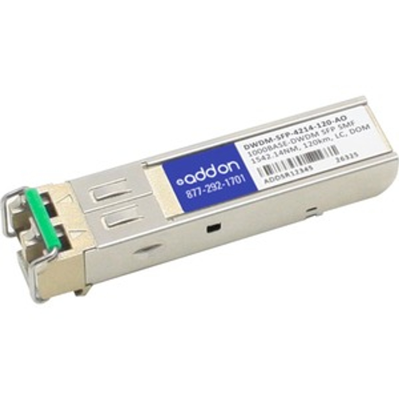DWDM-SFP-4214-120-AO AddOn 1Gbps 1000Base-DWDM Single-mode Fiber 120km 1542.14nm Duplex LC Connector SFP Transceiver Module