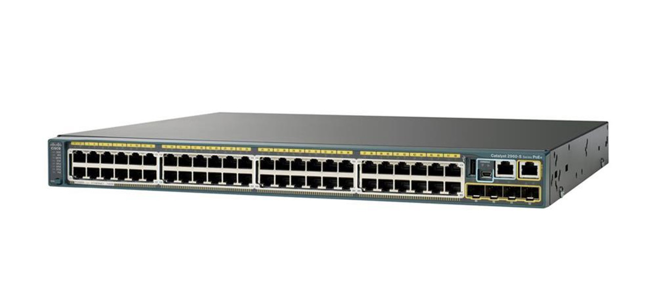 WS-C2960S-48FPS-L-NE Cisco Catalyst 2960s 48-Ports 10/100/1000Base-T RJ-45 PoE Manageable Layer2 Rack-mountable and Stackable Ethernet Switch with 4x SFP Ports and