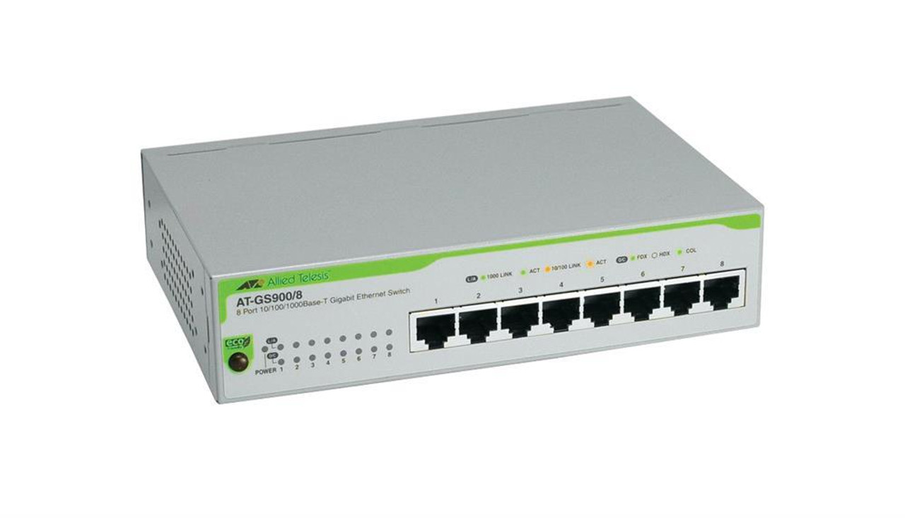 AT-GS908L Allied Telesis 8-Ports 10/ 100/ 1000Base-T Gigabit Ethernet  Switch (Refurbished)