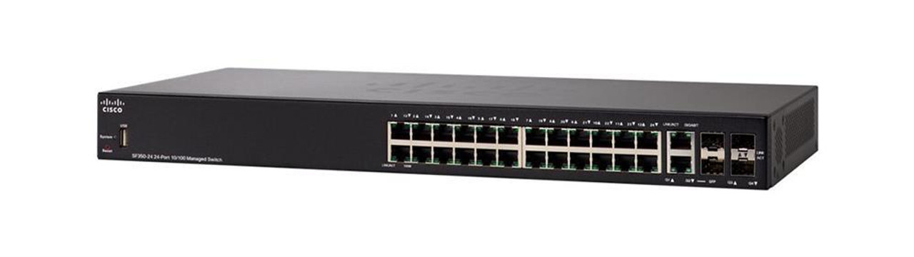 SF350-24P-K9-JP Cisco SF350-24P 24-Ports 10/100 POE Managed Switch (Refurbished)