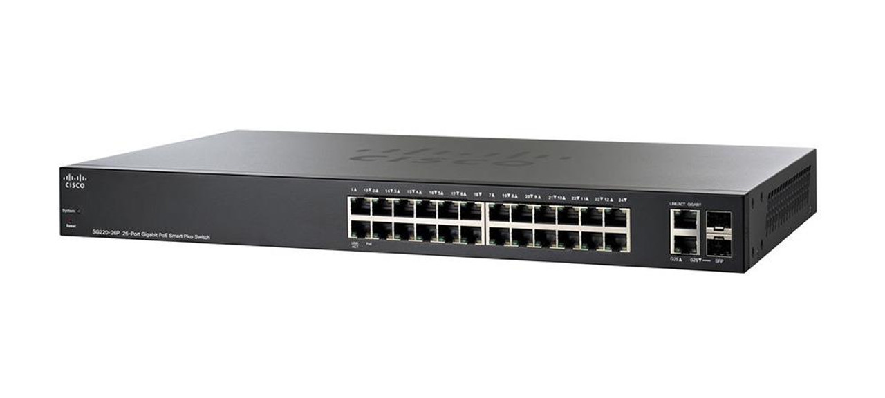 SG220-26P-K9 Cisco SG220-26P 26-Ports Gigabit PoE Smart Switch (Refurbished)