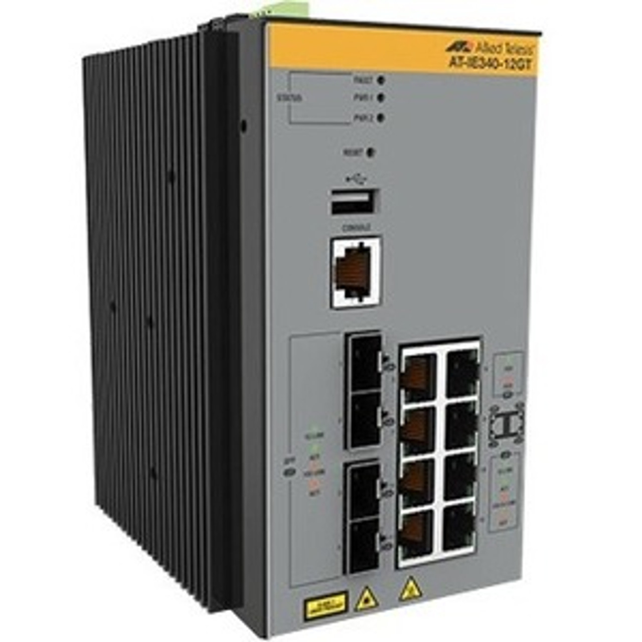 AT-IE340-12GP-80 Allied Telesis Industrial PoE+ Ethernet Layer 3 Switch - 8 Ports - Manageable - 3 Layer Supported - Modular - 4 SFP Slots - 271 W Power Consumption