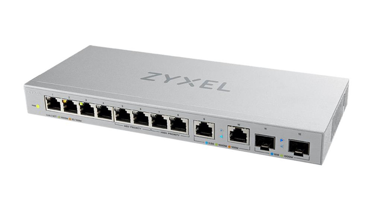 XGS1010-12 ZYXEL 12-Port Unmanaged Multi-Gigabit Switch with 2-Port 2.5G and 2-Port 10G SFP+ - 12 Ports - 2 Layer Supported - Modular - Twisted Pair, Optical