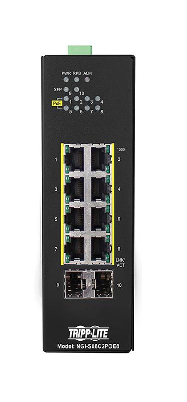 NGI-S08C2POE8 Tripp Lite NGI-S08C2POE8 Ethernet Switch - 8 Ports - Manageable - Gigabit Ethernet - 10/100/1000Base-T, 100Base-FX, 1000Base-X, 1000Base-SX/LX - TAA