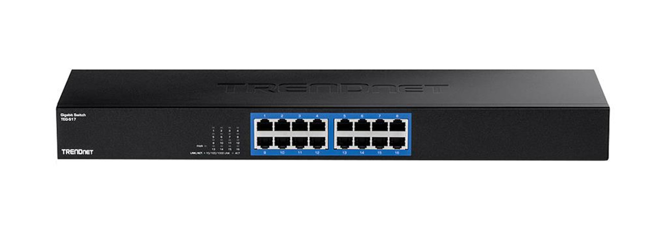 TEG-S17 TRENDnet 16-Port Gigabit Switch - 16 Ports - Gigabit Ethernet - 1000Base-X - 2 Layer Supported - Power Supply - 9.19 W Power Consumption - Twisted