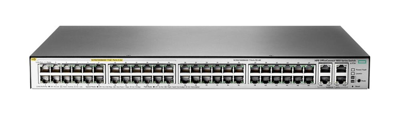 JL173A#B2E HP Officeconnect 1850 48G 4XGT 48-Ports RJ-45 10/100/1000Base-T PoE+ Manageable Layer 2 Rack-Mountable with combo 10 Gigabit SFP+ Switch