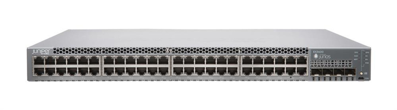 EX3400-48T-AFI Juniper EX3400 48-Ports 10/100/1000Base-T Managed Switch with 4x 10Gbps SFP/SFP+ Ports and 2x 40Gbps QSFP+ Ports (Refurbished)