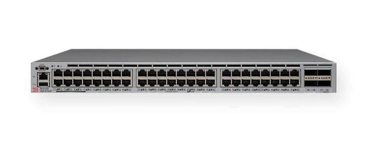 XBR-VDX6740T-56-1G-DC-R Brocade VDX 6740T-1G Layer 3 Switch 48 Network, 4 Expansion Slot Manageable Twisted Pair, Optical Fiber Modular 3 Layer Supported 1U High
