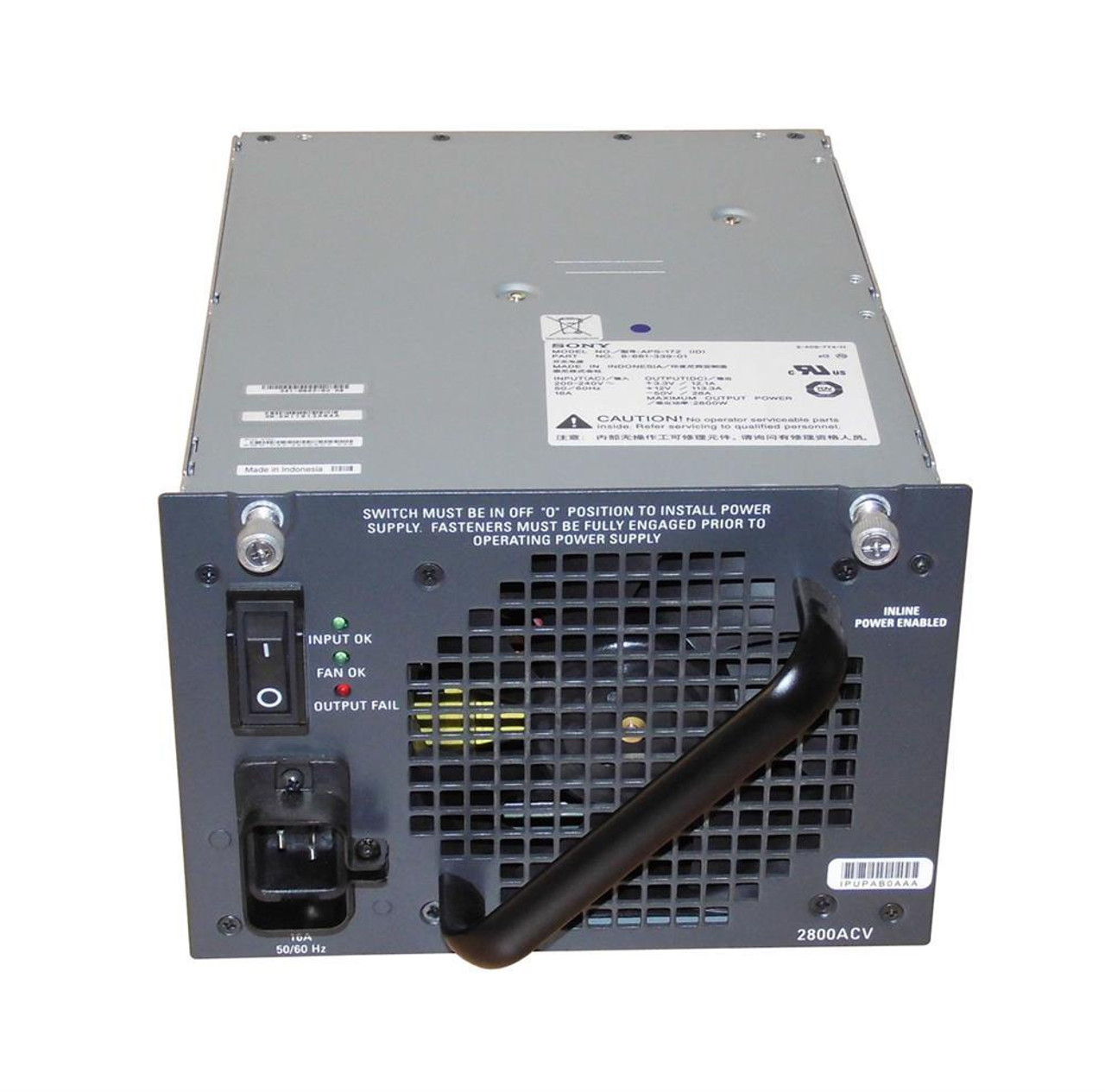 PWR-C45-2800ACV= Cisco 2800-Watt AC Power Supply for Catalyst 4500 Series Switches (Refurbished)