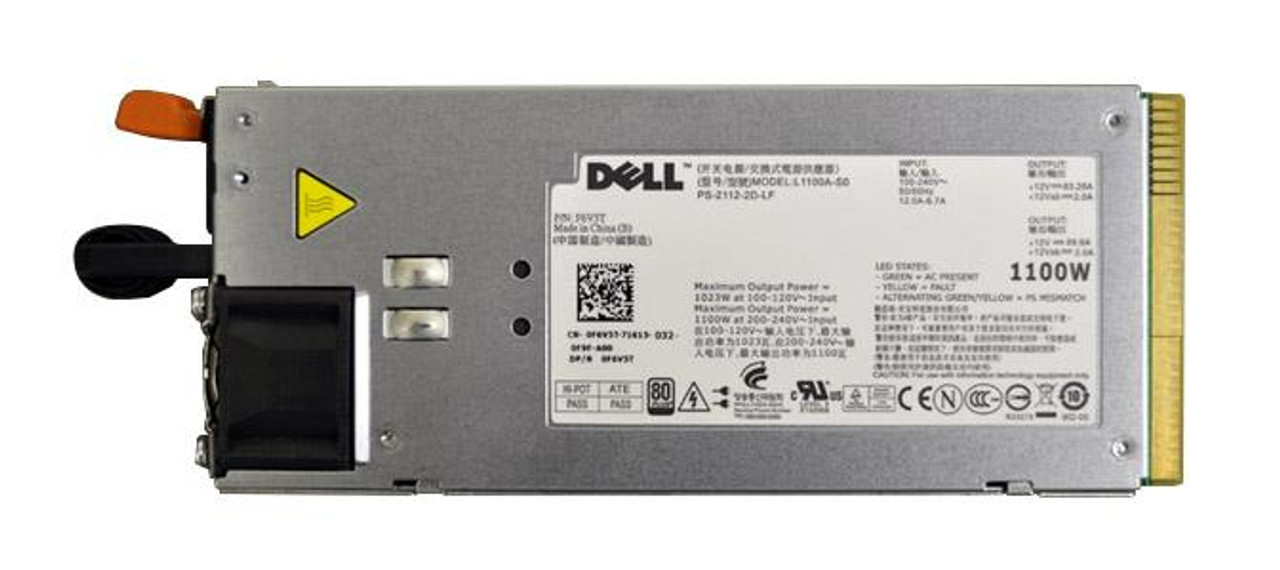 F6V5T Dell 1100-Watts Hot Swappable Power Supply for PowerEdge R510 R810 R910 and T710 Series