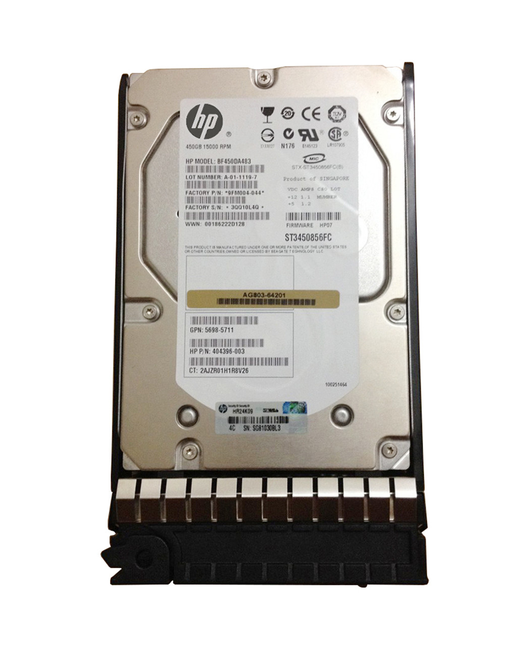 5698-5711 HP 450GB 15000RPM Fibre Channel 4Gbps Dual Port Hot Swap 3.5-inch Internal Hard Drive for StorageWorks 4400 Virtual Array