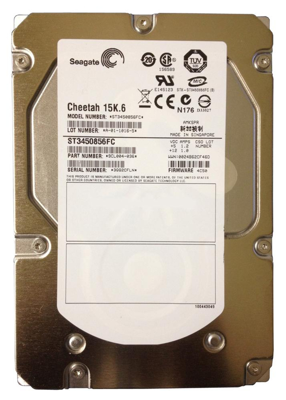 9CL004-036 Seagate Cheetah 15K.6 450GB 15000RPM Fibre Channel 4Gbps 16MB Cache 3.5-inch Internal Hard Drive