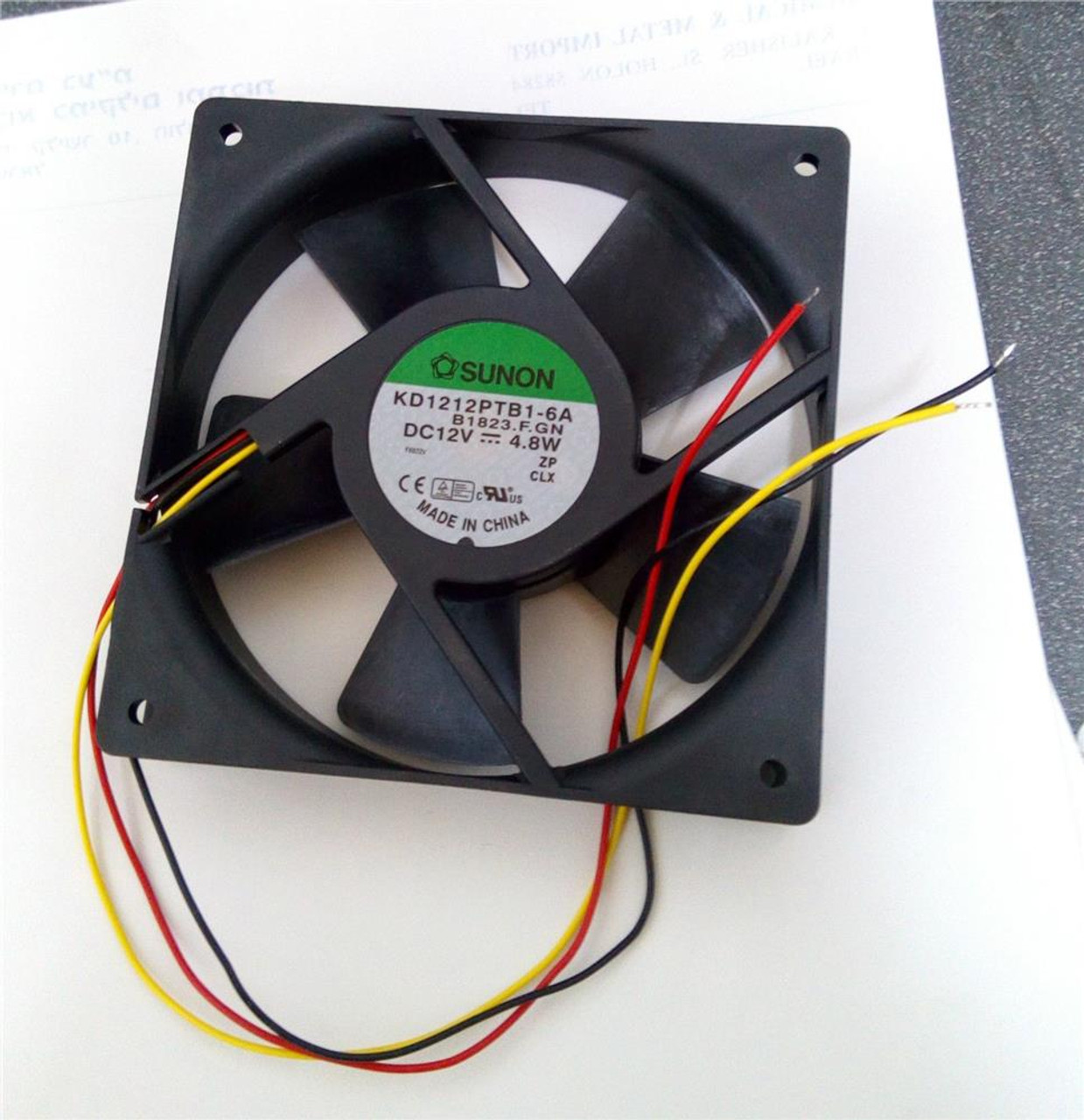 KD1212PTB1-6A Sunon Fan 12v Dc 120mm By 25mm 4.7inch By 1inch With 2 Wire 26 Inch Ca