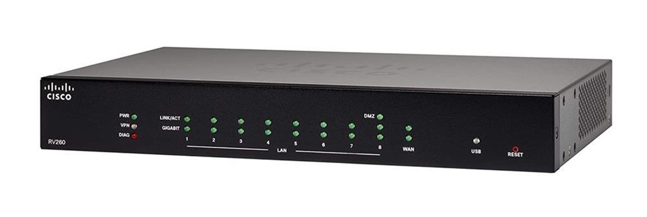 RV260P-K9-BR Cisco Small Business RV260P 8-Ports Desktop Router Rack-mountable (Refurbished)