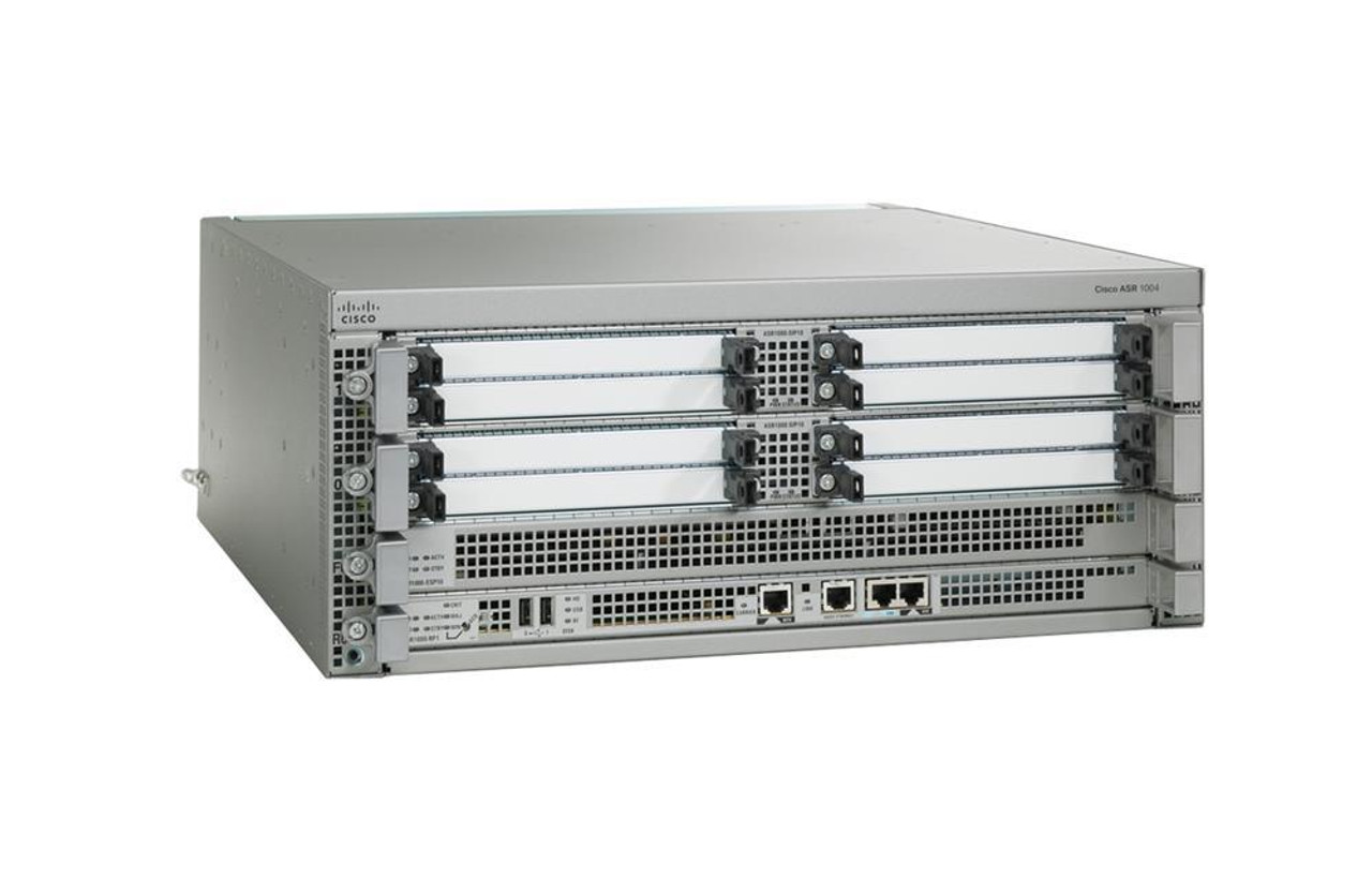 ASR1004 Cisco ASR1004 Aggregation Services Router 8 x Shared Port Adapter, 1 x Route Processor, 1 x Embedded Service Processor (Refurbished)
