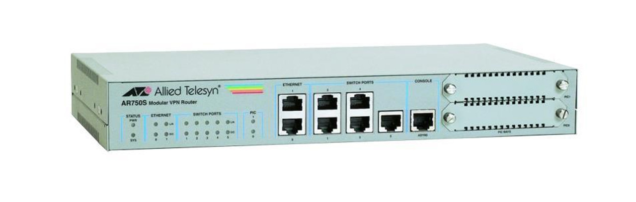 AT-AR750S-61 Allied Telesis Secure VPN Router 7x 10/100 LAN / WAN 1x Async 2x PIC (Refurbished)