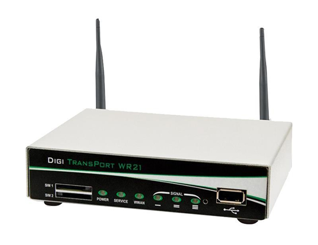 WR21-012B-DE1-SL Digi TransPort WR21 Cellular Modem/Wireless Router 2 x Network Port USB Fast Ethernet VPN Supported Desktop, Wall Mountable, Rail-mountable