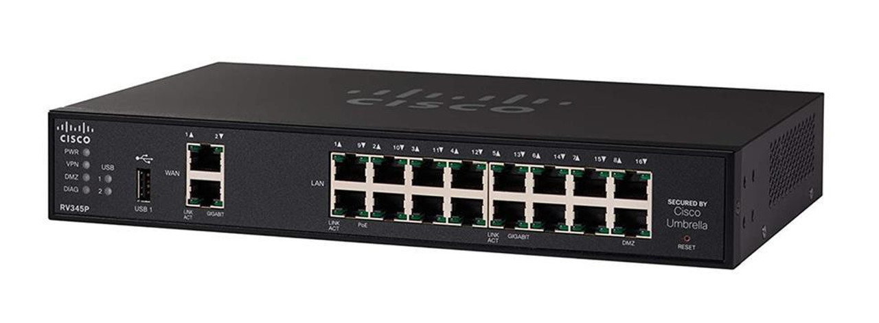 RV345P-K9-AR Cisco Small Business RV345 GigE 2x WAN Ports Rack-mountable Router (Refurbished)
